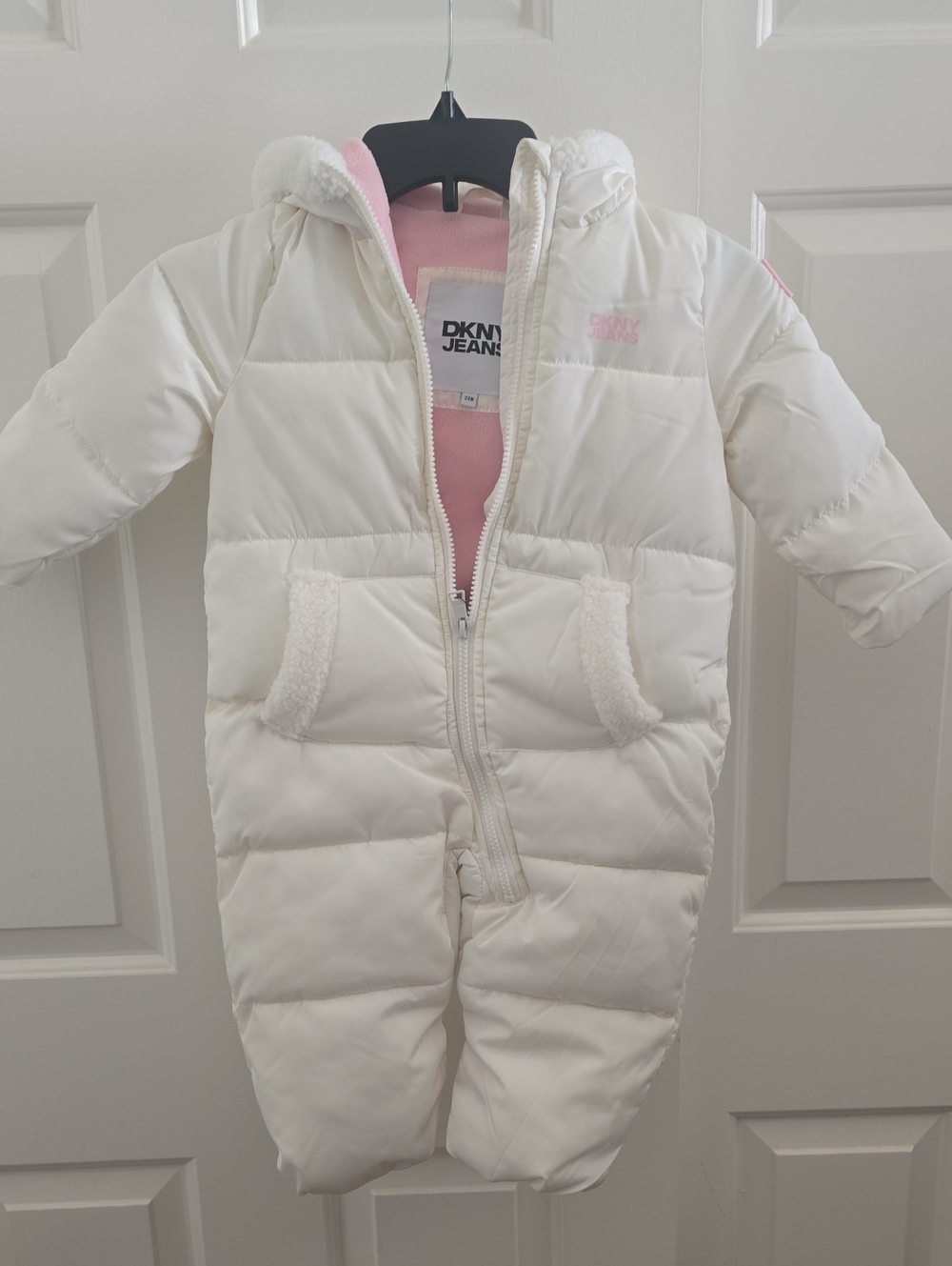 Dkny White Snowsuit with Pink Lining